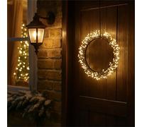 Xmas Haus Christmas 35CM Metal Wreath, Indoor Outdoor, Timer, 900 Warm White LED, 3M Leading Cable, BS IP20 Transformer, Festive Seasonal Decoration