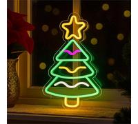 XMAS HAUS Christmas Tree Silhouette Neon Light 36x40cm USB LED with Window or Stand Mount, On/Off Switch, 1.5m Cable Festive Indoor Holiday Christmas Decoration