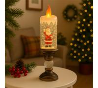 Xmas Haus Festive Christmas Snow Swirl Glitter LED Candle