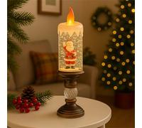 XMAS HAUS Festive Christmas Snow Swirl Glitter LED Candle Warm White + Yellow LED, 27x8.3x8.3CM, Battery Operated, Indoor Holiday Decoration