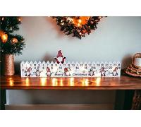 Xmas Haus Festive Natural Reusable Sustainable Wood Light Up LED Christmas Advent Calendar Battery Operated With Santa Marker For Kids, Adults, Winter Landscape