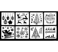 Xmas Haus Festive Stencil Pack of 8 in White Xmas Haus White
