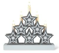 Xmas Haus Natural Festive Wood LED Light Up Christmas Candle Arch With stars