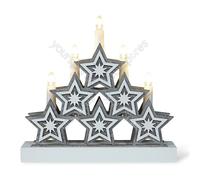 Xmas Haus Natural Festive Wood LED Light Up Christmas Candle Arch With stars Bat