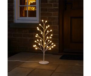 Xmas Haus Pre-Lit Birch-Style Tree With Ball Diffuser Leds & 8 Lighting Modes - 90Cm Height