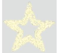 XMAS HAUS Pre Lit LED Shape with 5m Lead, Timer PSU, Warm White LEDs, Hanging Points, White Wire Frame for Indoor and Outdoor on Doors, Walls, Ceilings for Christmas Decorative Lighting Star