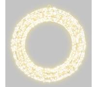XMAS HAUS Pre Lit LED Shape with 5m Lead, Timer PSU, Warm White LEDs, Hanging Points, White Wire Frame for Indoor and Outdoor on Doors, Walls, Ceilings for Christmas Decorative Lighting Wreath
