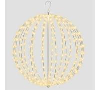 XMAS HAUS Pre Lit LED Sphere with Micro LEDs, 5m Lead, Timer, Hanging Points, White Frame for Indoor and Outdoor on Porches, Ceilings. Brackets, Branches for Christmas Decorative Festive Lighting