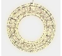 Xmas Haus Pre Lit Micro LED Wreath with 10% Twinkling LED's 5m Lead, Timer PSU, Hanging Points, Black Wire Frame for Indoor and Outdoor on Doors, Walls, Ceilings. Christmas Decorative Lighting 580mm