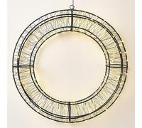XMAS HAUS Pre Lit Micro LED Wreath with 10% Twinkling LED's 5m Lead, Timer PSU, Hanging Points, Black Wire Frame for Indoor and Outdoor on Doors, Walls, Ceilings. Christmas Decorative Lighting 580mm