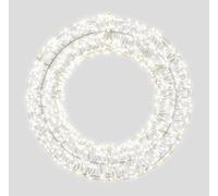 Xmas Haus Pre Lit Micro LED Wreath with 5m Lead, Timer PSU, Hanging Points, White Wire Frame for Indoor and Outdoor on Doors, Walls, Ceilings for Festive Christmas Decorative Lighting 700mm