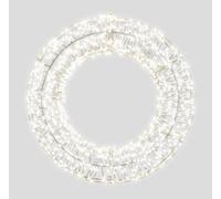 Xmas Haus Pre Lit Micro LED Wreath with 5m Lead, Timer PSU, Hanging Points, White Wire Frame for Indoor and Outdoor on Doors, Walls, Ceilings for Festive Christmas Decorative Lighting 500mm