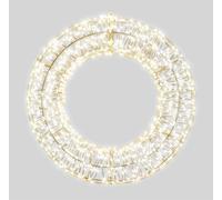 Xmas Haus Pre Lit Micro LED Wreath with 5m Lead, Timer PSU, Hanging Points, White Wire Frame for Indoor and Outdoor on Doors, Walls, Ceilings for Festive Christmas Decorative Lighting 500mm