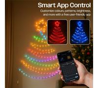 Xmas Haus Pre-Lit RGB Flat Christmas Tree Silhouette Metal Frame, App or Hand Held Remote Controlled 1.4m