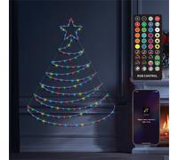 Xmas Haus Pre-Lit Rgb Flat Christmas Tree Silhouette Metal Frame, App Or Handheld Remote Controlled 1.4M