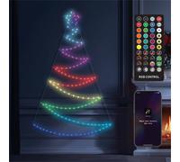 Xmas Haus Pre-Lit Rgb Flat Christmas Tree Silhouette Plastic Frame, App Or Handheld Remote Controlled 1.3M