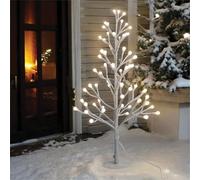 XMAS HAUS Pre-Lit Selectable 90cm White LED Tree, Indoor/Outdoor, 8 Multi-White Modes, Flexible Branches, Weather-Resistant