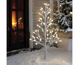 XMAS HAUS Pre-Lit Selectable 90cm White LED Tree, Indoor/Outdoor, 8 Multi-White Modes, Flexible Branches, Weather-Resistant