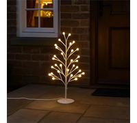 XMAS HAUS Pre-Lit Selectable White 60CMLED Tree, Indoor/Outdoor, 8 Multi-White Modes, Flexible Branches, Weather-Resistant