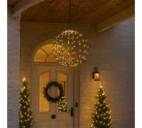 Xmas Haus Pre Lit Sphere with Micro LEDs, 5m Lead, Timer PSU, Hanging Points, Black Frame for Indoor and Outdoor on Porches, Ceilings. Brackets, Branches for Christmas Decorative Lighting 40cm