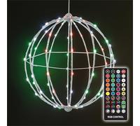 XMAS HAUS RGB 300mm Christmas Hanging Ball Light, Indoor and Outdoor Use, Remote and App Control, PSU, 3m Lead, Colour and Pattern Change, Festive Seasonal Decoration White