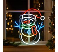 XMAS HAUS Snowman Silhouette Neon Light 36x40cm USB LED with Window or Stand Mount, On/Off Switch, 1.5m Cable Festive Indoor Holiday Christmas Decoration