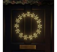Xmas Haus Warm White LED Metal Christmas Festive Holiday Wreath Ring 550mm 96 LEDs, 3M Cable, 8-Function IP20 Transformer Outdoor Holiday Light Decor