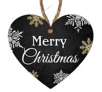 Xmas Heart Plaque in Black - Choose from 4 Festive Designs: Merry Christmas, Nollaig Shona Duit, Nollaig Chridheil, Nadolig Llawen (Merry Christmas, Small: 10 cm (H) × 9 cm (W))