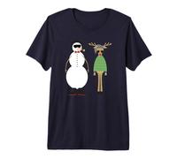 Xmas Hipster Cute Snowman & Rudy Wearing Sunglasses Hats Premium T-Shirt