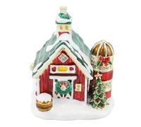 Xmas House Figurine Trinket Box, 3x2.4x2.3in Christmas Trinket Boxes Hinged Jewelry Box Hand Painted Box Ring Holder for Girls or Women, Enamel Jewelry Rings Ornament Colorful Box