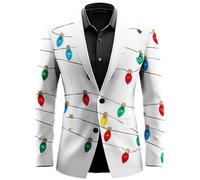 Xmas Jacket -Mens Blazer Jacket Tailored Fit Business Jacket For Formal Occasions And Wear With Modern Classic Design And Comfortable Stretch Fabric (White, Xxxl)