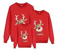 Xmas Jumper Family Matching,Family Matching Xmas Jumpers Funny Xmas Jumpers Sweatshirts Novelty Ugly Xmas Sweaters Pullover Reindeer Mens Girls Boys Festive Santa Tops Outfits, A14-red, 1-2 Years