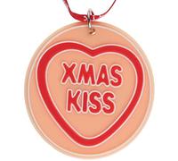 Xmas Kiss Love Heart Sweet Hanging Christmas Tree Decoration Silicone Ornament Novelty Bauble - Stocking Filler - Secret Santa - Colourful Multicoloured - Small Gift - Funny