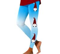 Xmas Leggings for Women High Waisted Elastic Waistband with Christmas Holiday Prints Featuring Snowflakes Reindeer Santa Ideal for Yoga Running (C-Sky Blue, XXL)
