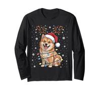Xmas Light Santa Reindeer Finnish Spitz Dog Lover Christmas Long Sleeve T-Shirt