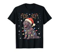 Xmas Light Santa Reindeer Newfoundland Dog Lover Christmas T-Shirt