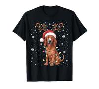 Xmas Light Santa Reindeer Redbone Coonhound Dog Christmas T-Shirt