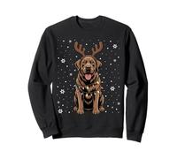 Xmas Lights Reindeer Chocolate Lab Labrador Christmas Sweatshirt