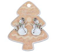 Xmas Novelty & Moving Earrings - Penguin, Snowman, Gingerbread Man - Festive Stud and Drop Earrings (Snowman H 2.9 cm × W 1.9 cm × D 0.5 cm)
