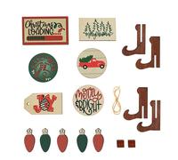 Xmas Ornaments Decorations Tiered Tray Decor Set Cute Wooden Signs Tiered Tray Decoration Items for Home Table House Room Kitchen Party Gift Idea & Garden Ornament