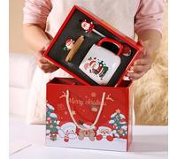 Xmas Ornaments Decorative Figurines for Home Christmas Accessories Mug with Lid Spoon High Value Santa Claus Reindeer Ceramic Cup Home Indoor Outdoor Table Holiday Party Decor