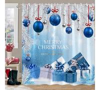 Xmas Ornaments for Tree Hanging Christmas Shower Curtain Red Christmas Shower Curtain Dormitory Room Divider Windows Hanging Ornament, Outdoor Decor