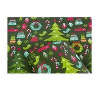 Xmas Paper Christmas -Sided Patterns Wrapping and Classic 1PC Santa Other Home DIY (D, One Size)