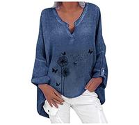 Xmas Party Tops for Women Uk Large Collar Blouse Teachers Gifts for Women Workout Gym Top Print Women Plus Loose Floral Size Sleeve Shirt V-neck Blouse Casual Long Women's Blouse Clearance Bargains