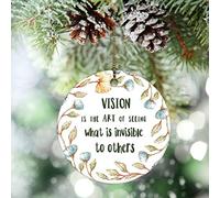 Xmas Pendant Vision Is The Art Of Seeing What Is Shapeless To Others Inspirational Saying Christmas Hanging Novelty Pendants For Girls Holiday Party