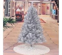 Xmas Pine Tree, 5ft 150cm Premium Artificial Christmas Decorative Unlit Encryption Full Tree With Metal Stand-silver 5ft/150cm