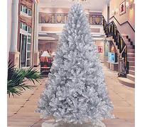 Xmas Pine Tree, 8ft 240cm Premium Artificial Christmas Decorative Unlit Encryption Full Tree With Metal Stand-silver 8ft/240cm