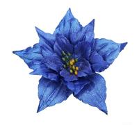 Xmas Poinsettia Flower Decorations for Holiday Tree and Festive Arrangements (Blue)