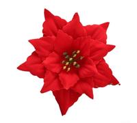Xmas Poinsettia Flower Decorations for Holiday Tree and Festive Arrangements (wool red)