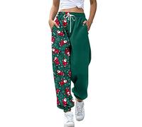 Xmas Printed Jogging Bottoms for Women Loose Christmas Series Sweatpants with Pockets High Waist Sporty Stretchy Trousers Baggy Casual Gym Athletic Fitness Joggers for Women UK Thermal Trouser